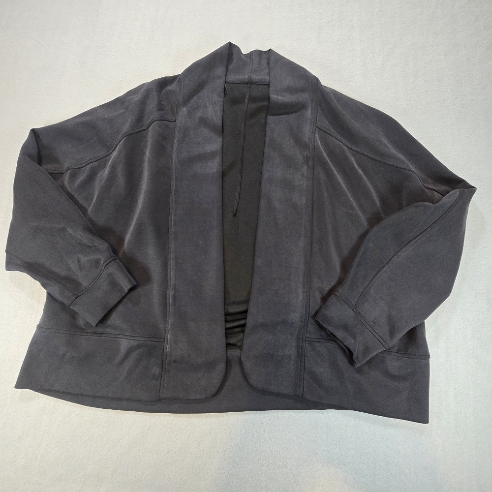 Ododos Cardigan Womens L Black Open Front Shawl Collar Dolman Sleeve Athleisure